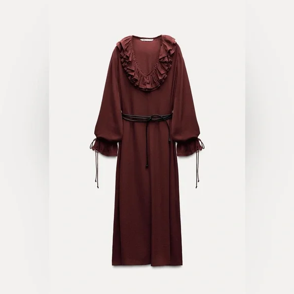 ZARA ~  Frill Midi Dress ZW Collection - Picture 10 of 11